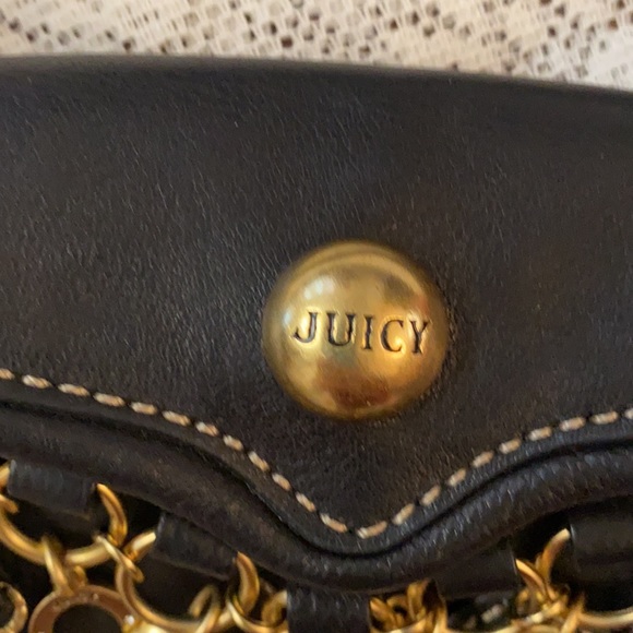 Y2K Juicy Couture VINTAGE CHARM Mini bag BLACK LEATHER PURSE WRISTLET - Picture 5 of 14